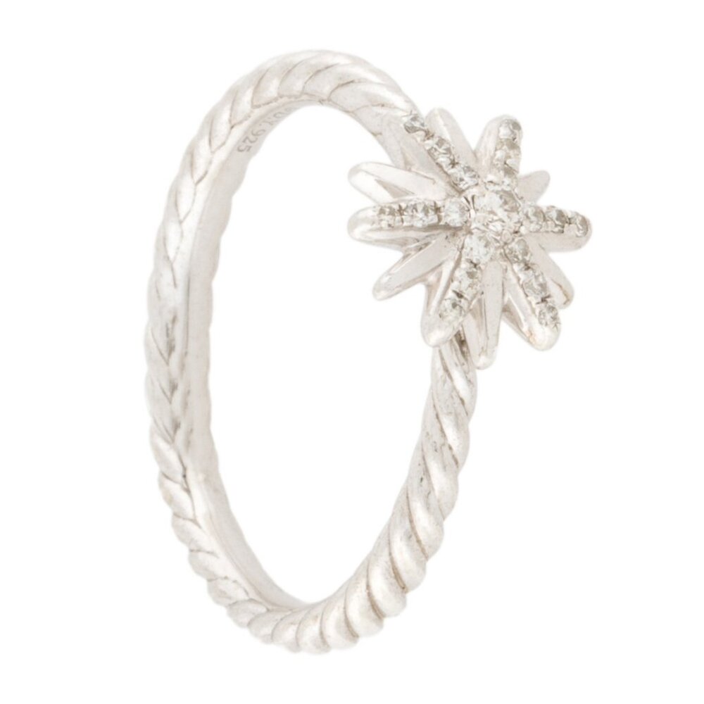 DAVID YURMAN DIAMOND STERLING SILVER STARBURST COCKTAIL RING - Picture 4 of 9